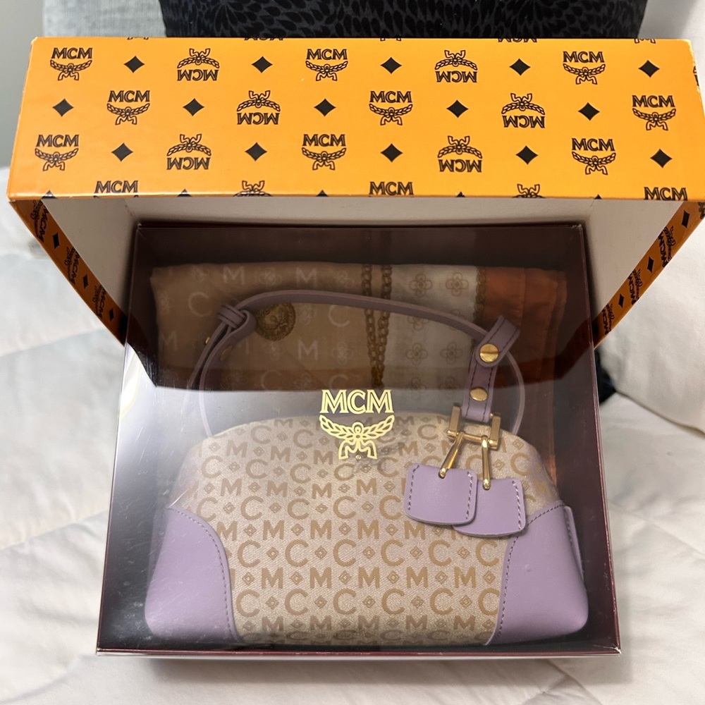 MCM Women's Beige and Purple Micro Handbag